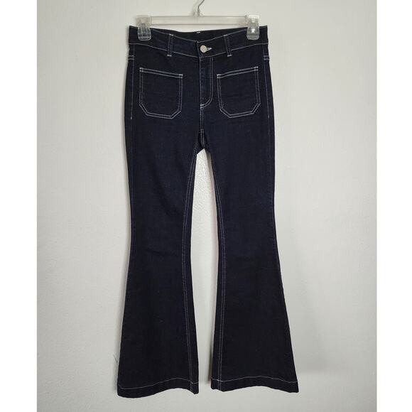 Stella McCartney 70s Flare Jeans with Patch Pockets Contrast Stitch Bell Bottoms - Picture 2 of 12